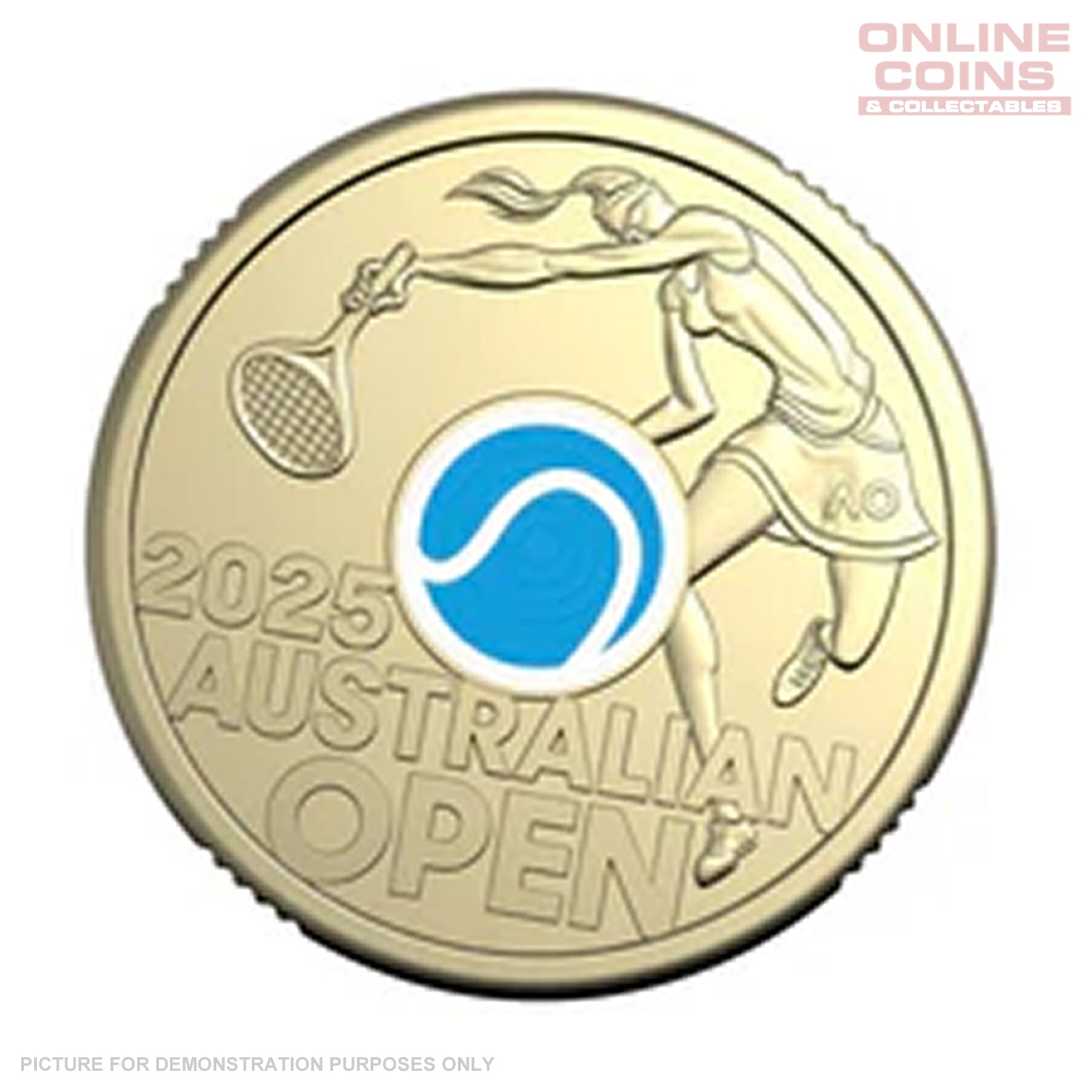 2025 LOOSE Circulated Women's Australian Open Coloured $2 Coin